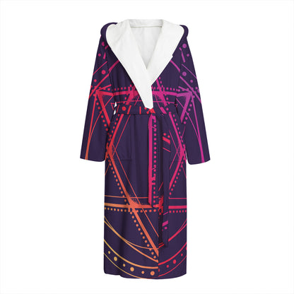 Geometric Star of David Print Hooded Bathrobe