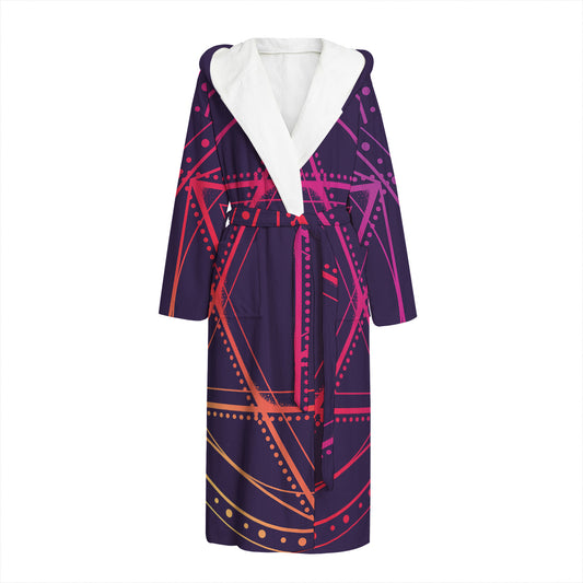 Geometric Star of David Print Hooded Bathrobe