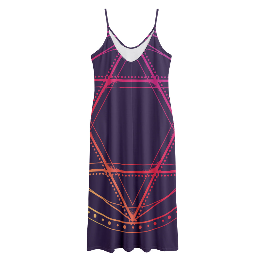 Geometric Star of David Print Jersey Midi Cami Dress