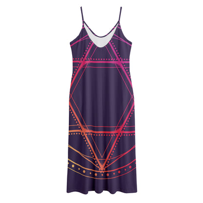 Geometric Star of David Print Jersey Midi Cami Dress
