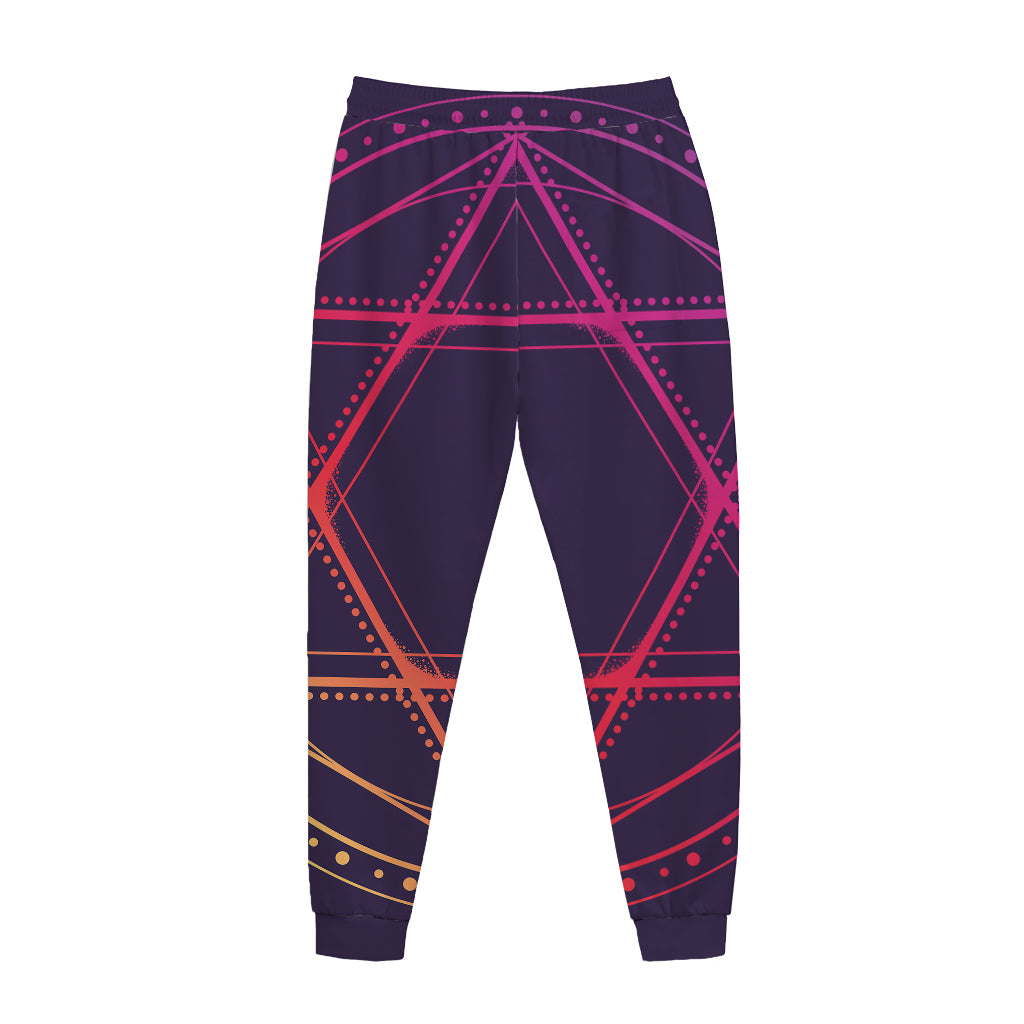 Geometric Star of David Print Jogger Pants