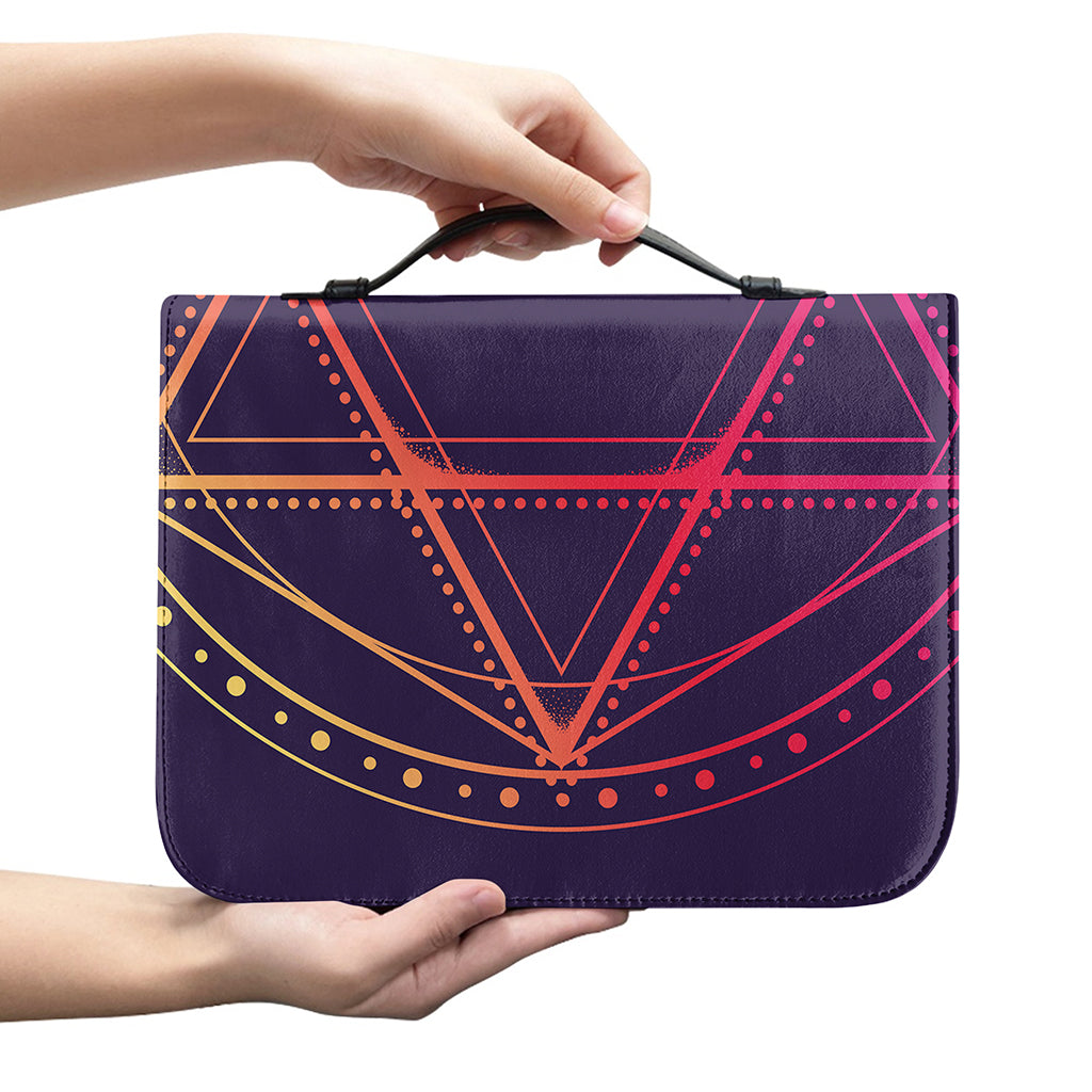 Geometric Star of David Print Leather Bible Cover