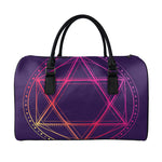 Geometric Star of David Print Leather Duffle Bag