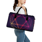 Geometric Star of David Print Leather Duffle Bag