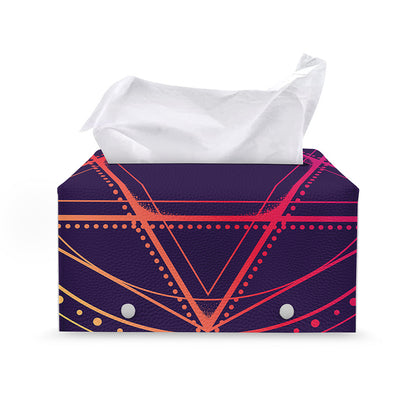 Geometric Star of David Print Leather Tissue Box Cover