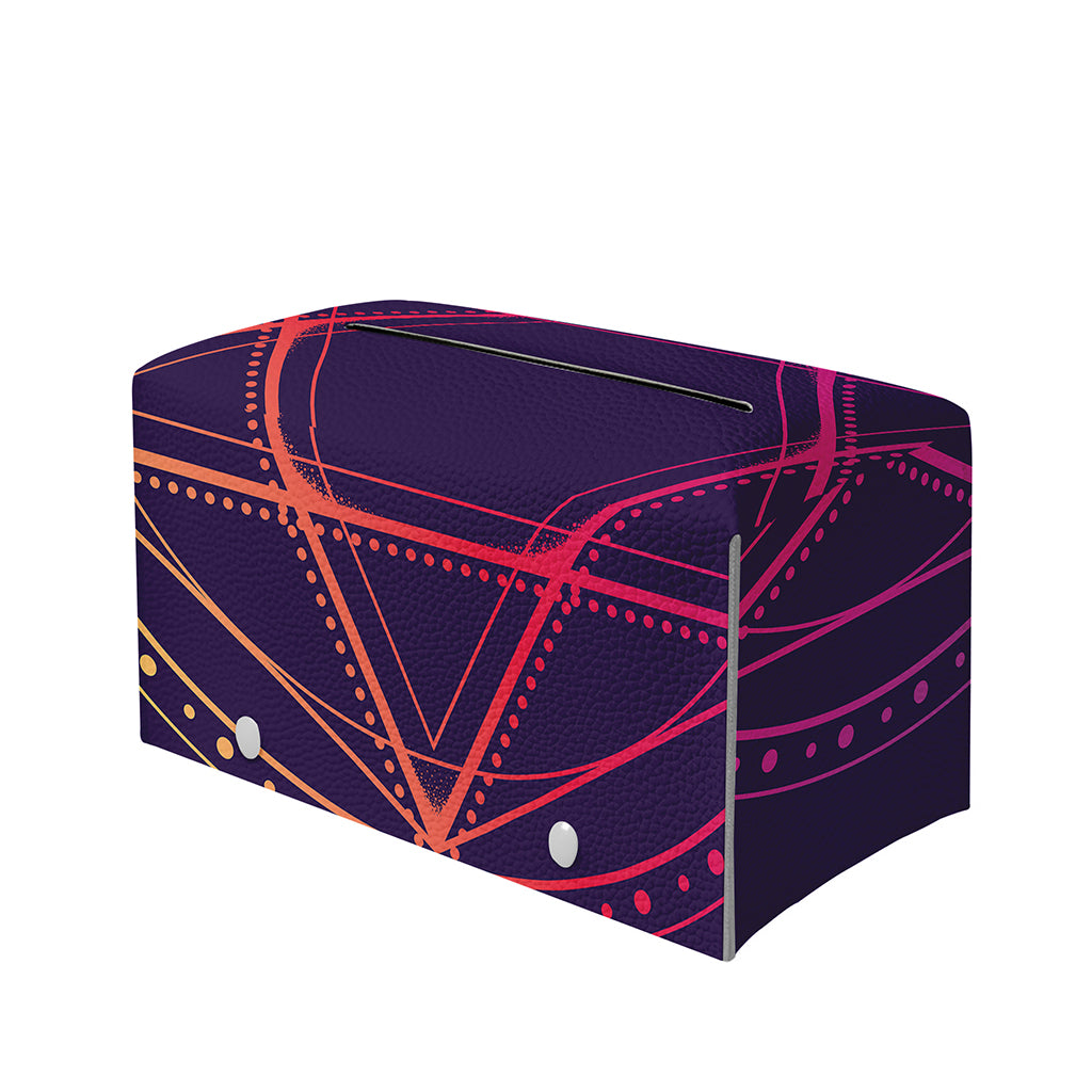 Geometric Star of David Print Leather Tissue Box Cover