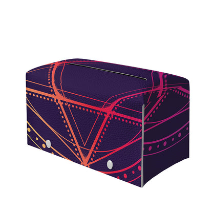 Geometric Star of David Print Leather Tissue Box Cover