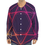 Geometric Star of David Print Long Sleeve Baseball Jersey