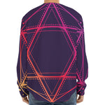 Geometric Star of David Print Long Sleeve Baseball Jersey