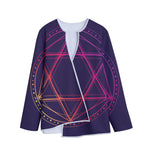 Geometric Star of David Print Long Sleeve Short Coat