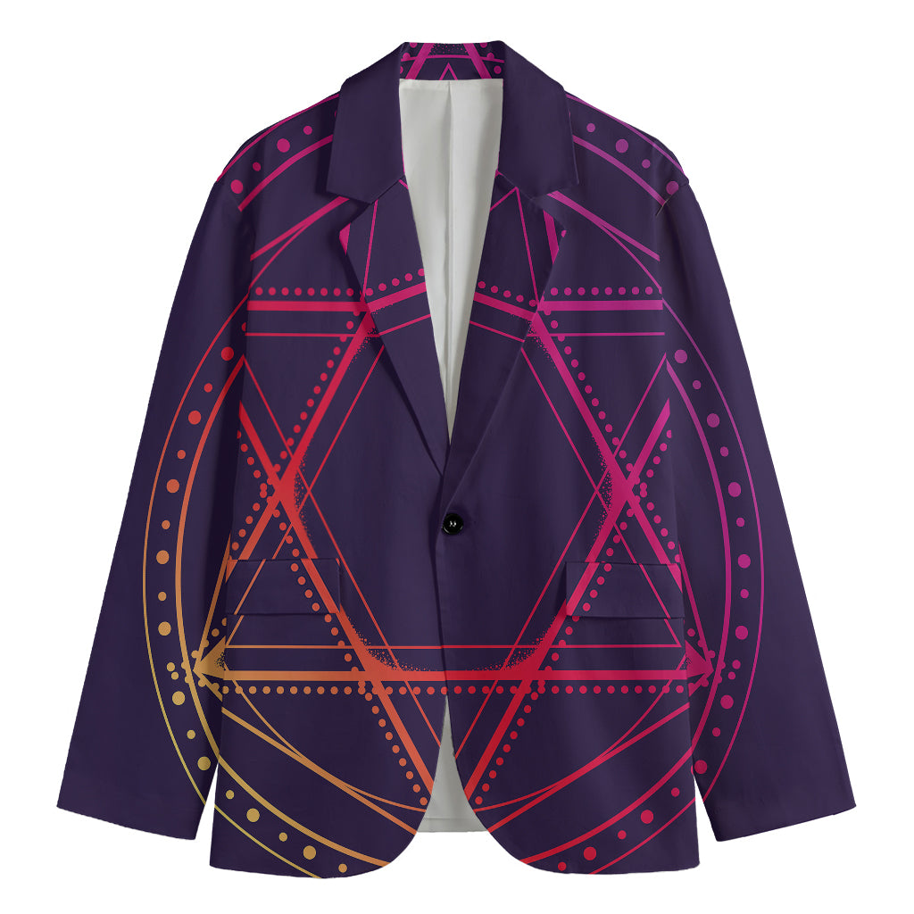 Geometric Star of David Print Men's Blazer