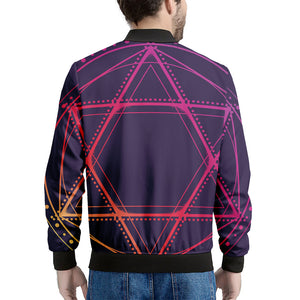 Geometric Star of David Print Men's Bomber Jacket