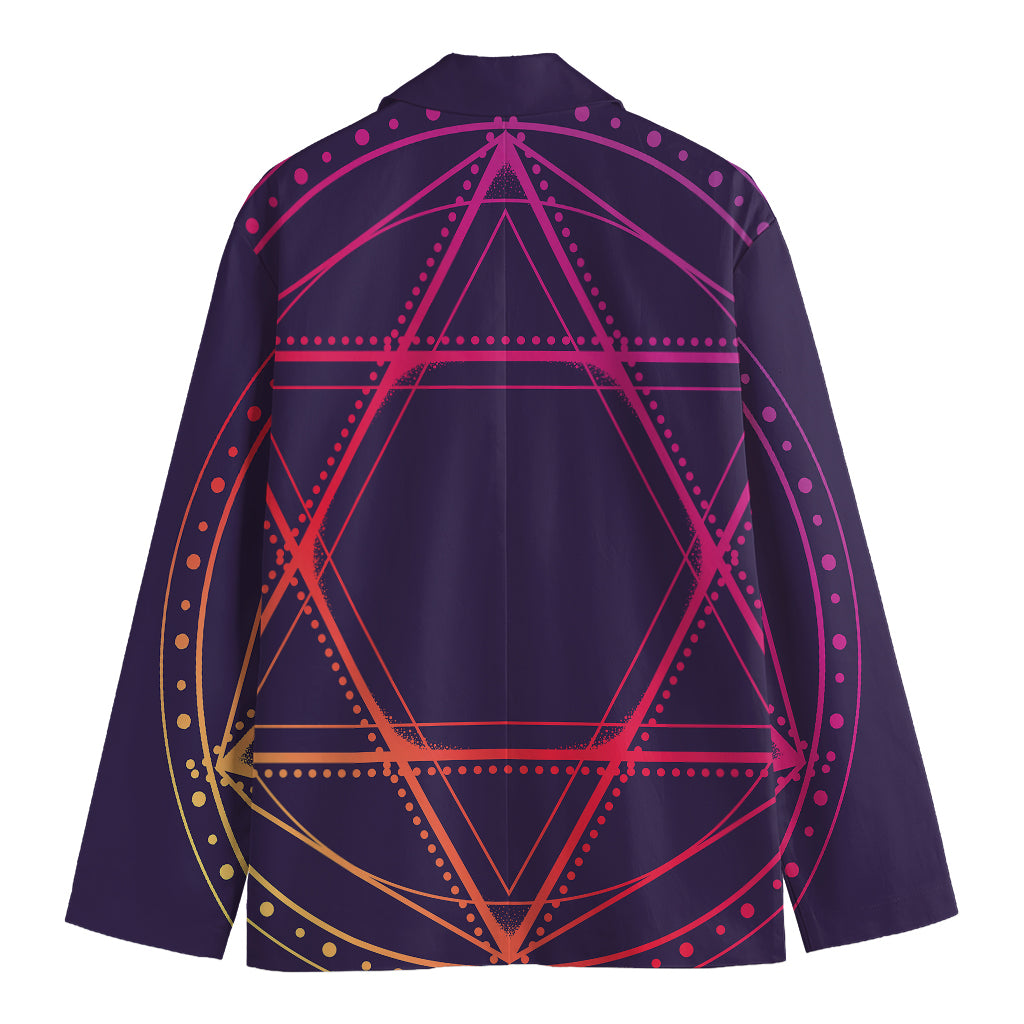 Geometric Star of David Print Men's Cotton Blazer