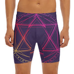 Geometric Star of David Print Men's Long Boxer Briefs