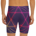 Geometric Star of David Print Men's Long Boxer Briefs