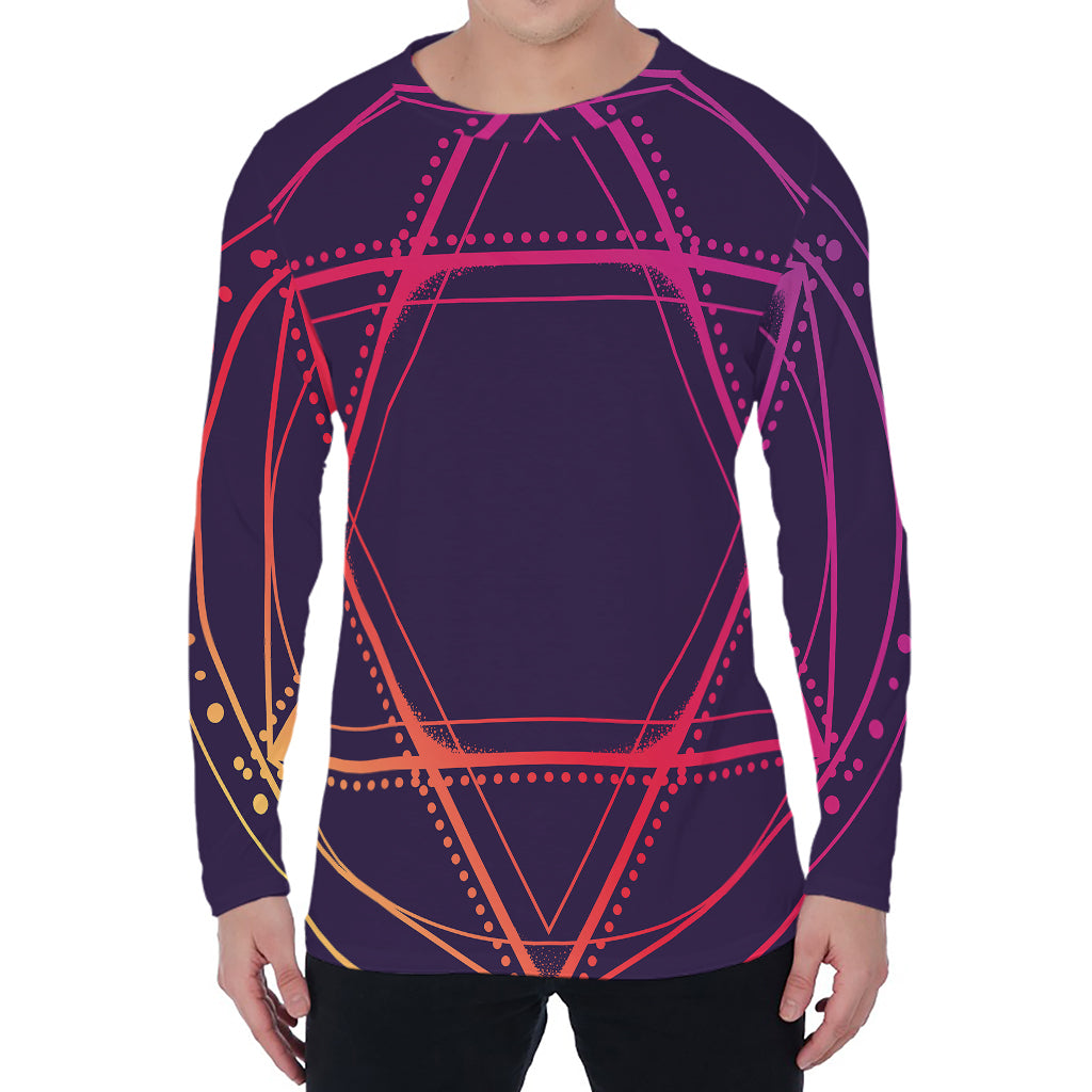 Geometric Star of David Print Men's Long Sleeve T-Shirt