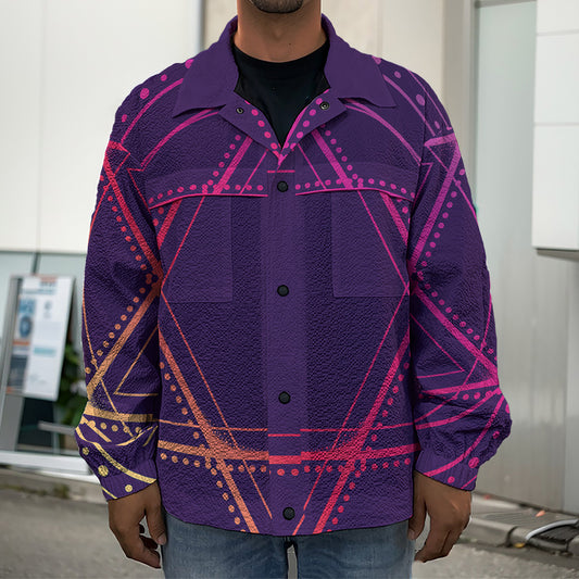 Geometric Star of David Print Men's Shirt Jacket