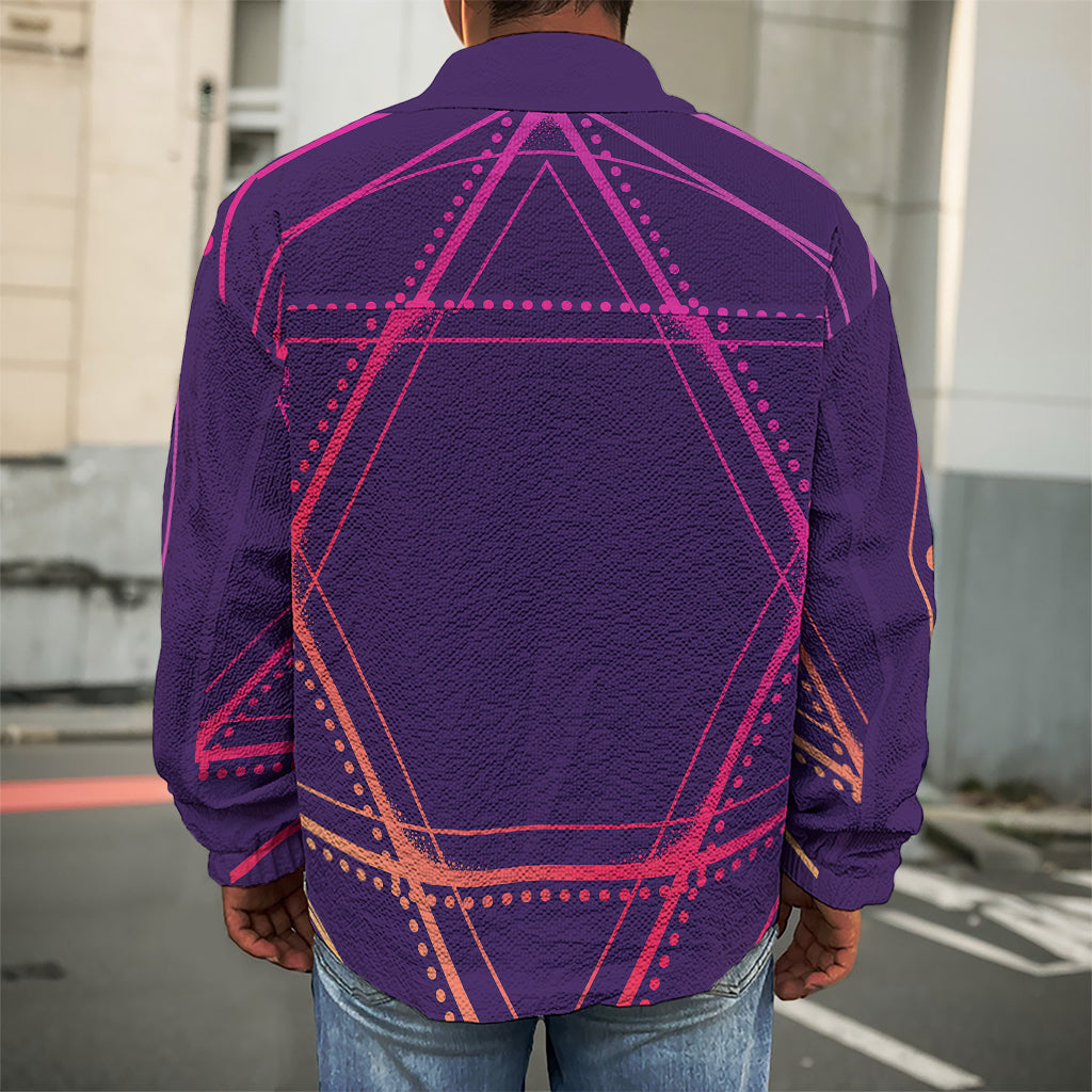Geometric Star of David Print Men's Shirt Jacket