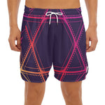 Geometric Star of David Print Men's Split Running Shorts