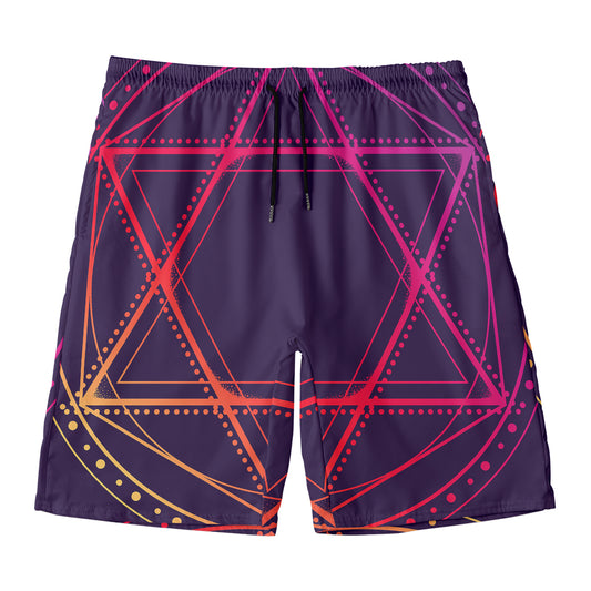 Geometric Star of David Print Men's Swim Trunks