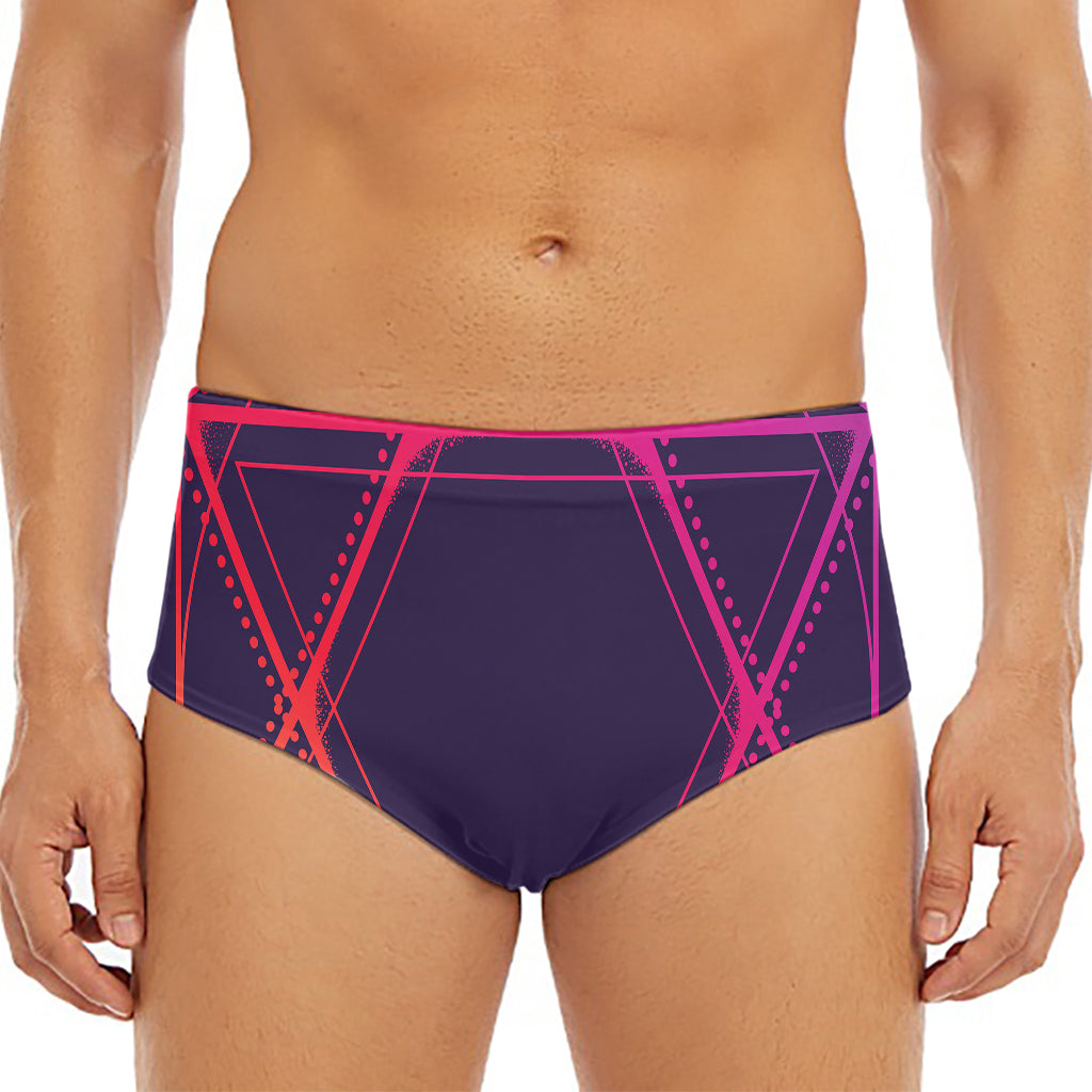 Geometric Star of David Print Men's Triangle Swim Briefs