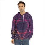 Geometric Star of David Print Men's Velvet Pullover Hoodie