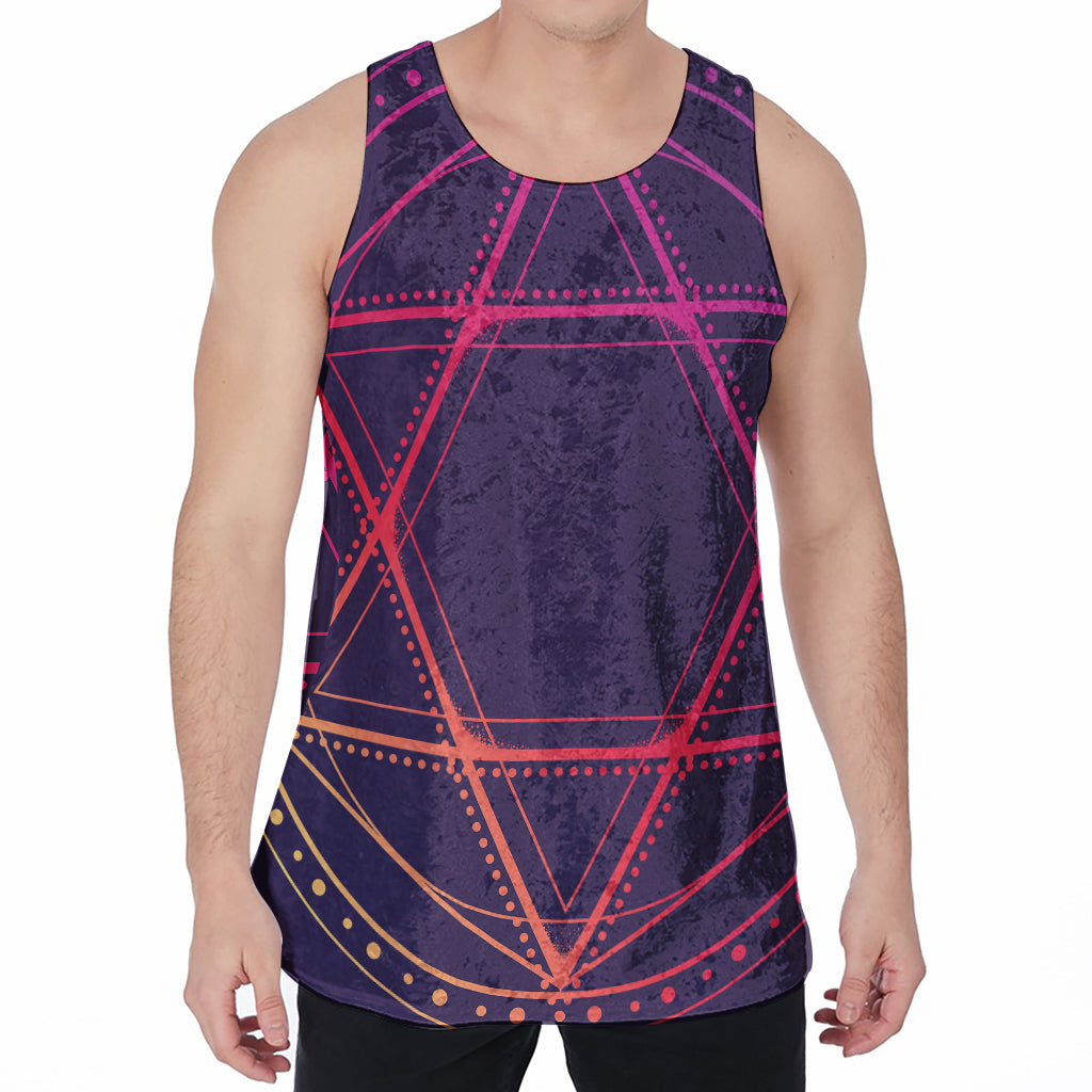 Geometric Star of David Print Men's Velvet Tank Top