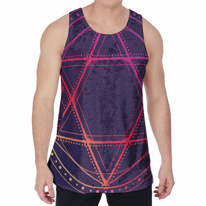 Geometric Star of David Print Men's Velvet Tank Top