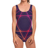 Geometric Star of David Print One Piece Swimsuit