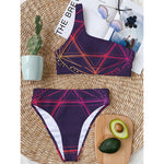Geometric Star of David Print One Shoulder Bikini Top