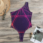 Geometric Star of David Print One Shoulder Bodysuit