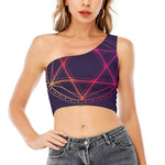 Geometric Star of David Print One Shoulder Crop Top
