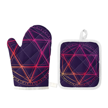 Geometric Star of David Print Oven Mitt And Pot Holder Set