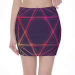 Geometric Star of David Print Pencil Mini Skirt