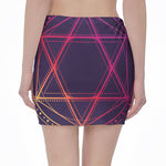 Geometric Star of David Print Pencil Mini Skirt