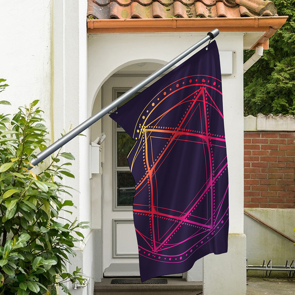 Geometric Star of David Print Polyester Flag