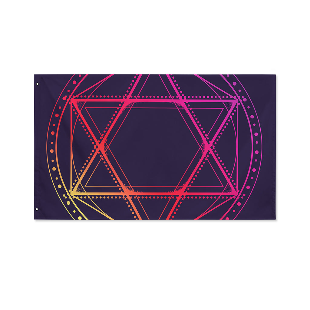 Geometric Star of David Print Polyester Flag