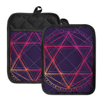 Geometric Star of David Print Pot Holders With Pocket
