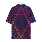 Geometric Star of David Print Rayon Hawaiian Shirt