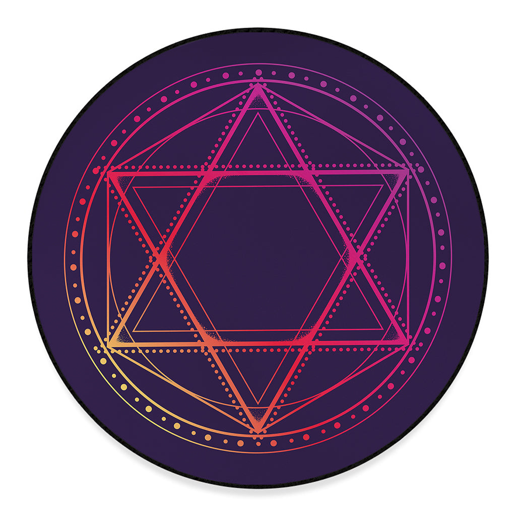 Geometric Star of David Print Round Floor Mat
