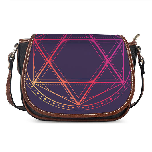 Geometric Star of David Print Saddle Bag