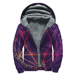 Geometric Star of David Print Sherpa Lined Zip Up Hoodie