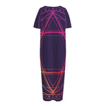 Geometric Star of David Print Short Sleeve Long Nightdress