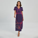 Geometric Star of David Print Short Sleeve Maxi Dress