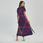 Geometric Star of David Print Short Sleeve Maxi Dress