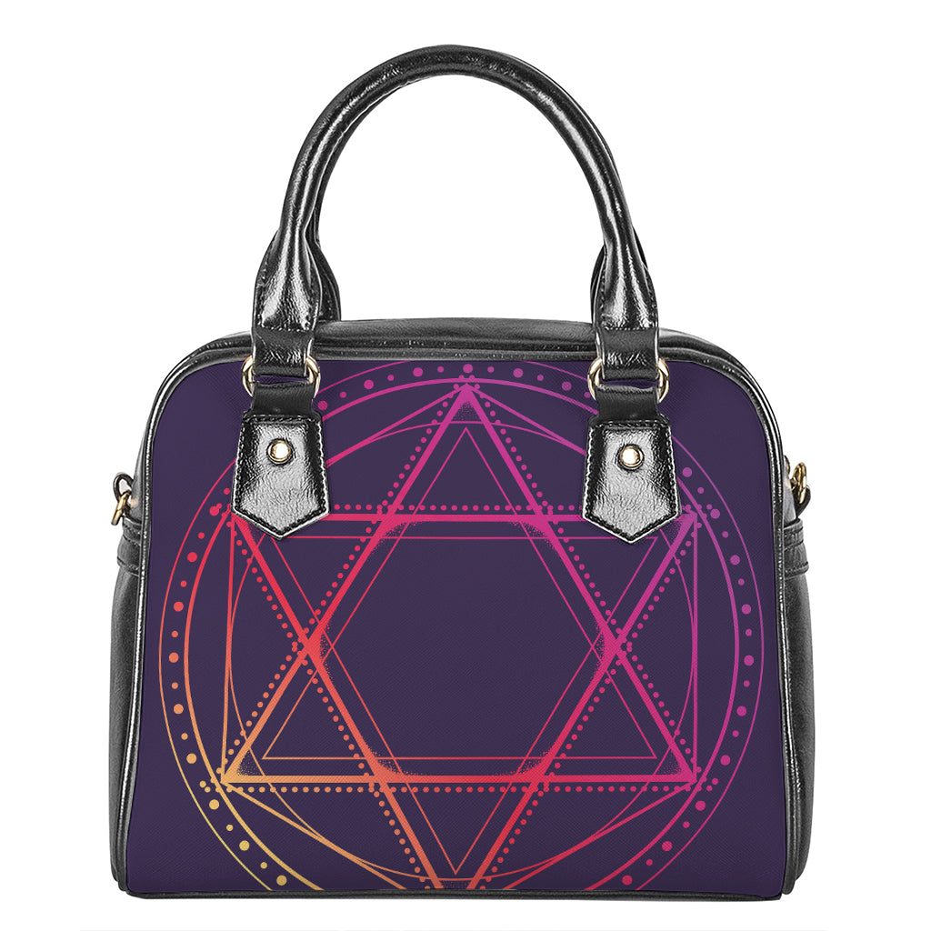 Geometric Star of David Print Shoulder Handbag