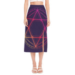Geometric Star of David Print Side Slit Midi Skirt
