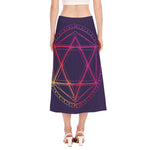 Geometric Star of David Print Side Slit Midi Skirt