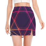 Geometric Star of David Print Side Slit Mini Skirt