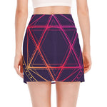 Geometric Star of David Print Side Slit Mini Skirt